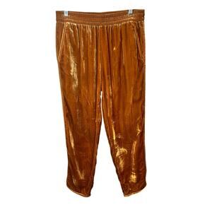 Madewell  burnt orange velvet cropped track pants women's size small